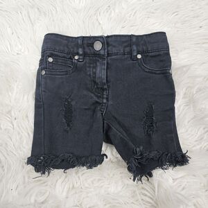 Stella McCartney Kids Black Denim Cut Off Raw Hem Knee Shorts Toddler 2 Years 2T